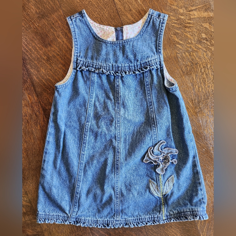 Vintage Ruffled Jean Dress 4T Toddler Girl Faded Glory